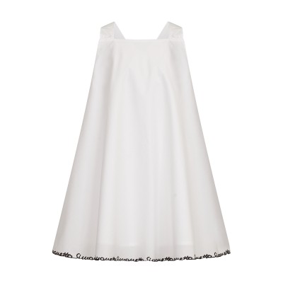 Popoline dress with embroidery