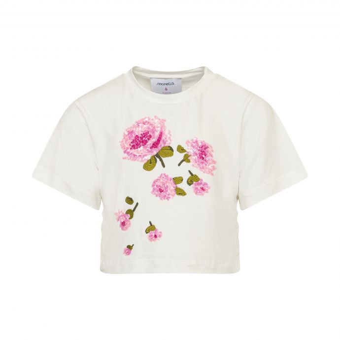 T-shirt with embroidered flowers
