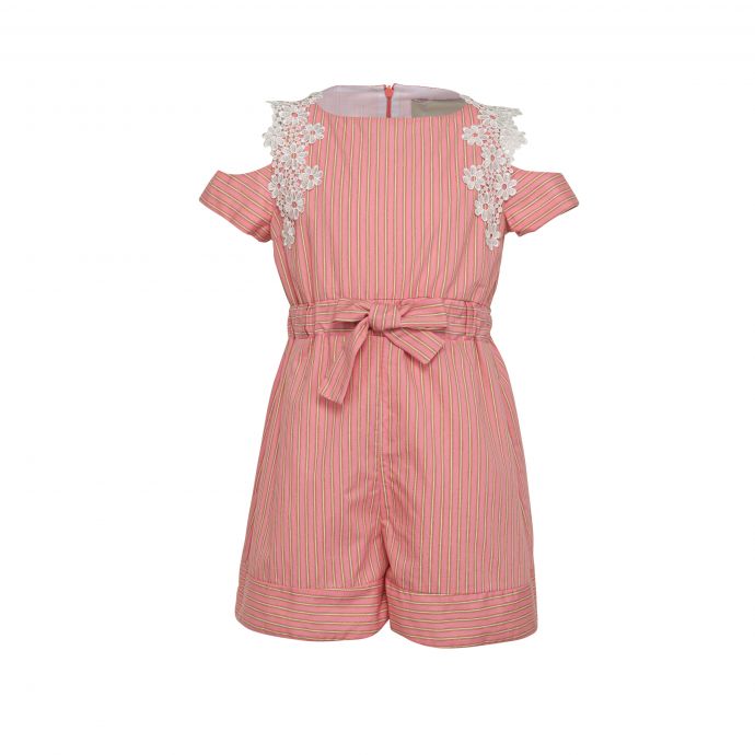 Striped poplin jumpsuit