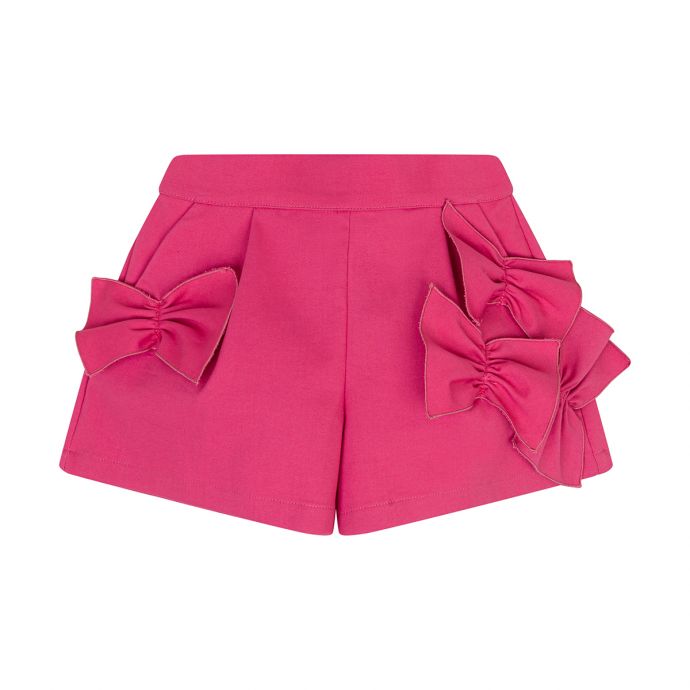 Satin shorts with applied bows