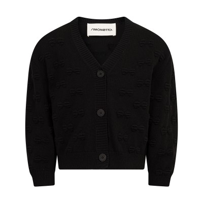 Knit cardigan with bow